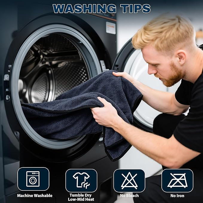 Aidoclip 4PCS Car Drying Towel Microfiber Detailing Kit - 36x24 in Car Towels Cleaning Supplies, Reusable Shammy Quick Dry Cloth for Carwash, for Auto, Boat, RV, Garage & Home (Black)