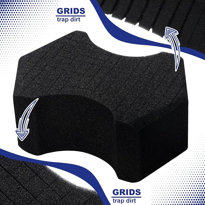 2 Pcs Ultra Black Car Wash Sponge Cross Cut Design Softer Feel Black Foam Sponge for Soap and Rinseless Washes, Car Detailing and Washing