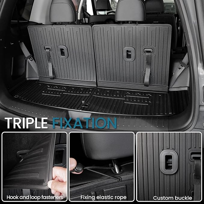 Floor Mats for 2024 2025 2026 Hyundai Santa Fe Car Mat Accessories(Fit Hybrid and Gas), All Weather TPE Cargo Mat Trunk Mat with Backrest Mats