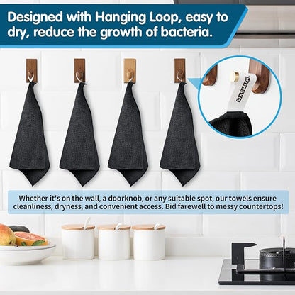 FIXSMITH Black Microfiber Cleaning Cloth -Pack of 8, Highly Absorbent Cleaning Rags, 16"X12" All Purpose Cleaning Towels for Housekeeping, Kitchen, Car, Lint Free and Reusable Microfiber Towels