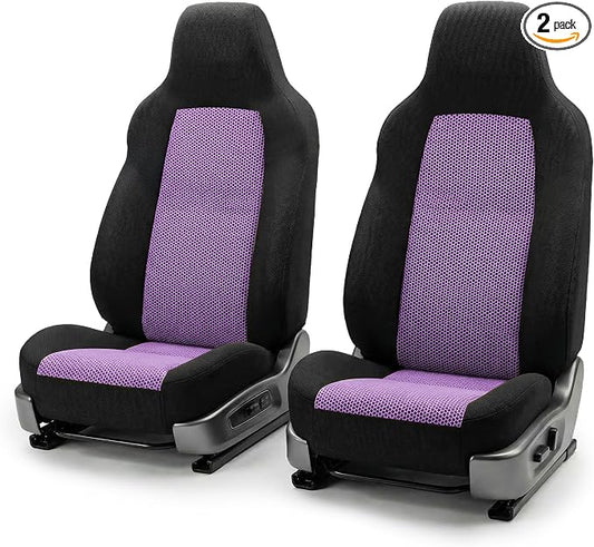 FH Group Automotive Front Car Seat Covers for SUV, Trucks, Sedan and More - Universal Fit Rear Solid Bench Design Interior Accessories - 3D Mesh Fabric Center Panel - Purple