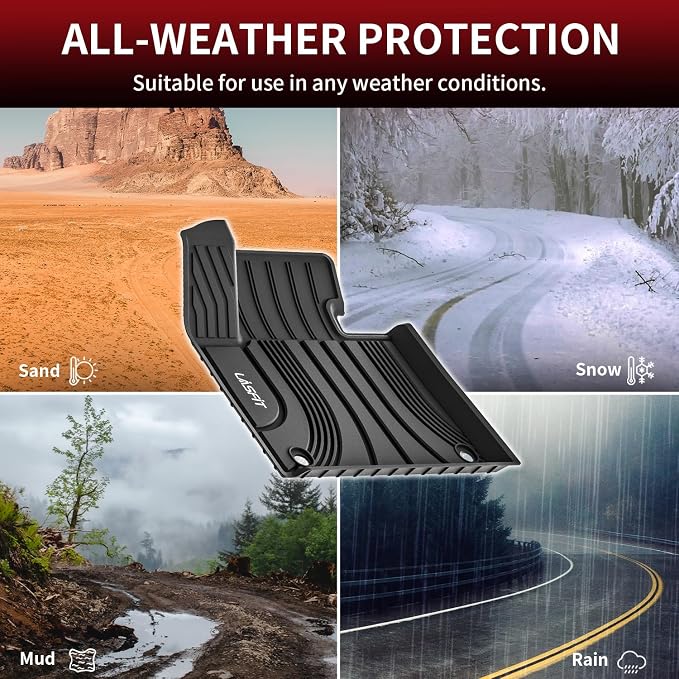 LASFIT Floor Mats for Hyundai Santa Fe 2021 2022 2023 (Only Fit Gas, Not Fit Hybrid or PHEV), All Weather TPE Custom Fit Car Floor Liners 1st & 2nd Row Mats Accessories, Black