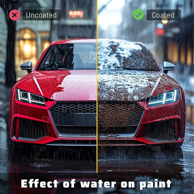 Car Paste Wax High Gloss Shine, Long Lasting Paint Protection, Superior Hydrophobic Water Repelling Properties, Natural Wax for Minor Scratch Repair and UV Protection, Safe for All Vehicles(Red)