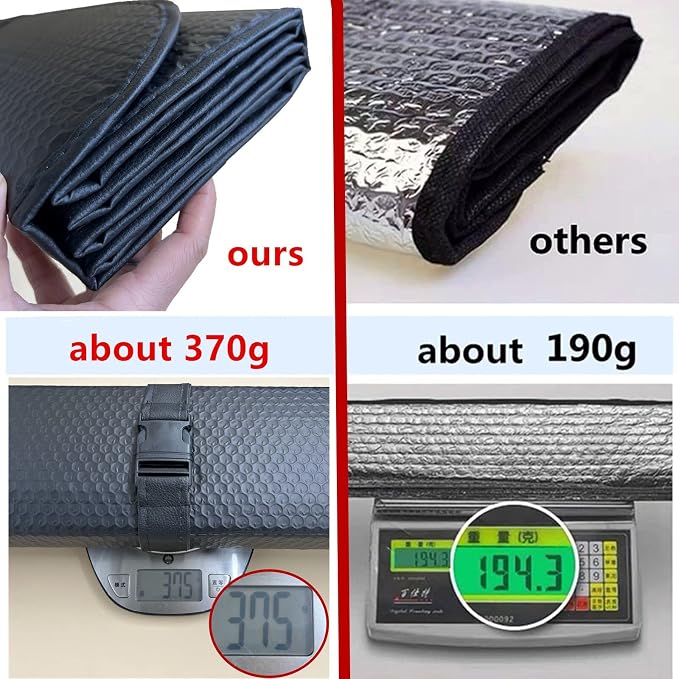 GWUSKDT Car Windshield Sunshade, Sun Protector,Foldable Front Window Shade-Thicken 5-Layer Bubble for Auto Windshield UV Protection and Heat Reflector 58"x 27.5" (Black)