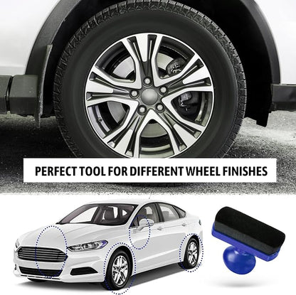 Large Car Tire Shine Applicator, Vegan Tire Shine Brush - Automotive Tire Dressing Applicator Brush with Storage Stand for Tire Detailing & Car Wash Kit, 3.6 Inch Length -2pcs (Black & Blue)