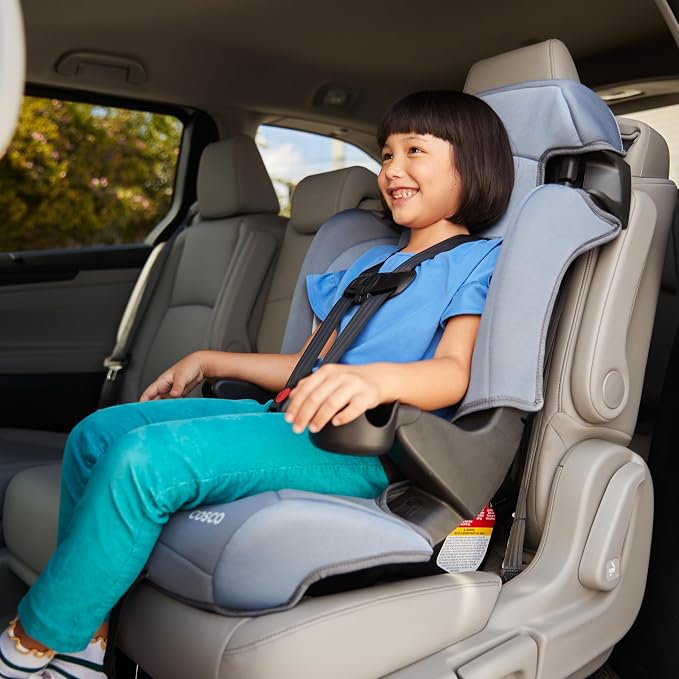 Cosco Kids Finale DX 2-in-1 Booster Car Seat, Forward Facing Toddler Car Seat (40-65 lbs) and Belt Positioning High Back Booster (40-100 lbs), Dusk