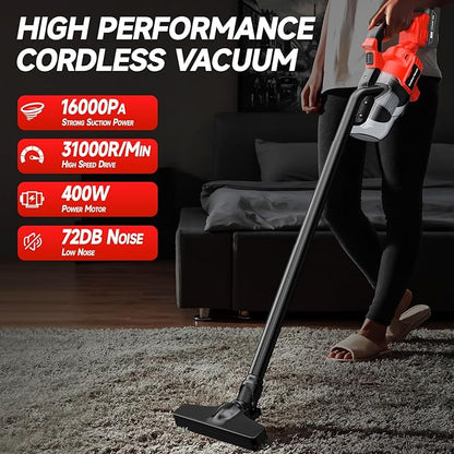 Cordless Vacuum Compatible with Milwaukee M18 Battery, Handheld Vacuum Cleaner for Home Pet Hair Car, 5-in-1 Portable Shop Vac with 2 Washable HEPA Filter, 4 Multi Nozzle (Battery Not Includ)