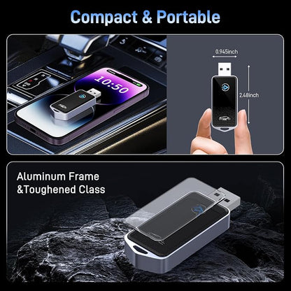 Wireless CarPlay Adapter for iPhone (Plug & Play, No Delay) – 5.8GHz Wi-Fi & Bluetooth 5.3, Compact Metal Design, Compatible with 2016+ Cars – Fast Auto-Pairing