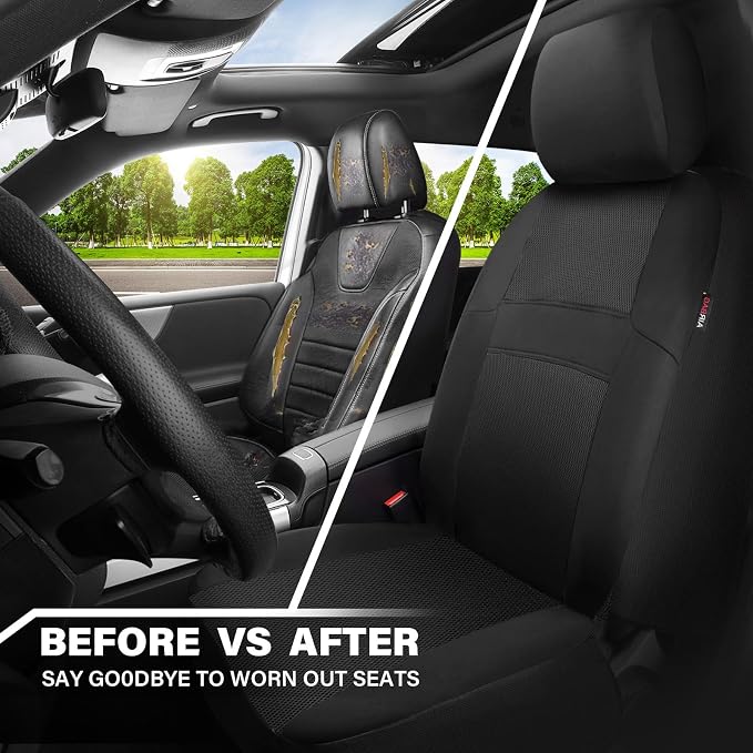CAR PASS 3D Air Mesh Car Seat Covers Two Front Seats Only, Universal Seat Covers for Car Fit SUV,Vans,Sedan,Trucks, Breathable Automotive Interior Seat Covers Airbag Compatible (Black)
