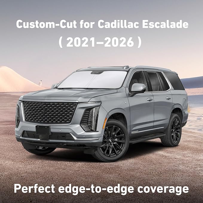 EcoNour Windshield Sunshade Compatible for Cadillac Escalade 2021-2024 2025 2026, Sun Visor for Front Windshield & Window Sun Shade Cover, UV Heat Blocker & Protector, Car Accessories