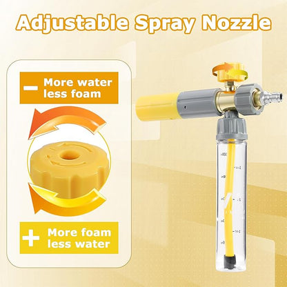 M MINGLE Mini Foam Cannon, Pressure Washer Foam Cannon with 5 Nozzle Tips, 1/4" Quick Connect for Car Wash, Patio, Deck Cleaning