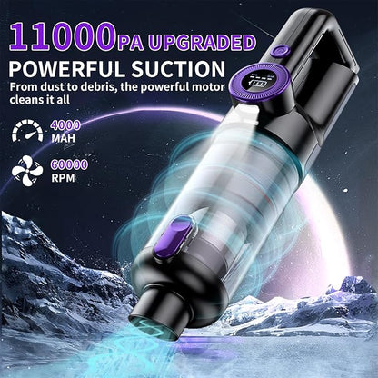 Car Vacuum Portable Cordless, 18000Pa 2 in 1 Cleaner&Air Duster, 130W Brushless Motor Handheld Vacuum Cordless with 7800mAh Battery, LED Light, Multi-Nozzles for Car, Home, Office