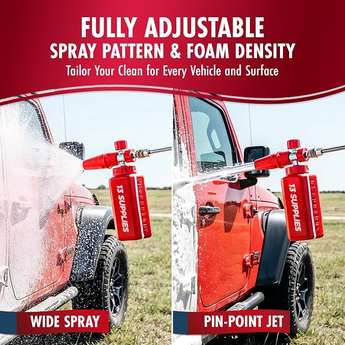 Pressure Washer Foam Cannon for Car Wash – Snow Foam Blaster with 1/4 - Quick Connect, Adjustable Nozzle, Thick Clingy Foam for Cars, Trucks, RVs, Motorcycles & Outdoor Cleaning
