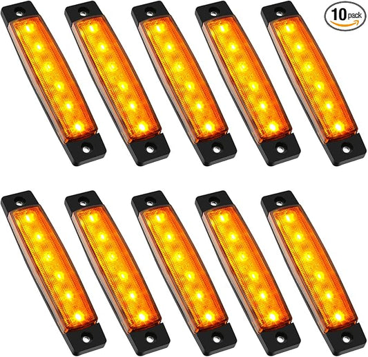 PSEQT 10 Pcs LED Rock Strip Lights Car Underglow Wheel Fender Well Lighting Kits Waterproof for Golf Cart Wrangler Offroad Truck RV UTV ATV Snowmobile (Amber Yellow)