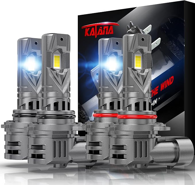 KATANA Upgraded 9005 9006 Bulbs, 36000LM 6500K Xenon White Super Bright Mini Size with Cooling Fan, HB3 HB4 Canbus Ready Fog Light , Pack of 4