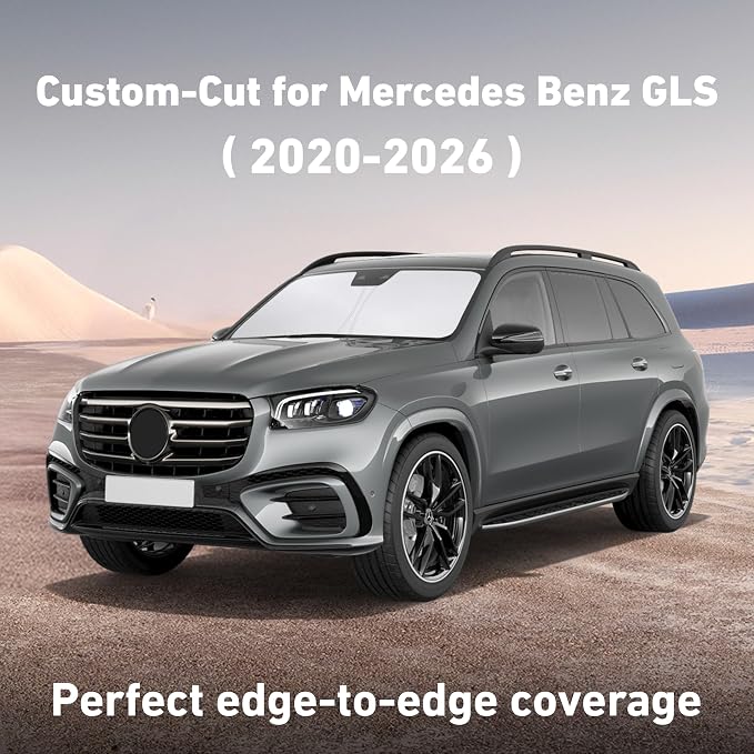 EcoNour Windshield Sunshade Compatible for Mercedes Benz GLS Class 2020-2024 2025 2026, Sun Visor for Front Windshield & Window Sun Shade Cover, UV Heat Blocker & Protector, Car Accessories
