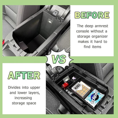 HGWEI Center Console Organizer Compatible with GMC Terrain 2018-2024 Interior Accessories Terrain SL/SLE/SLT/AT4/Denali Middle Insert Tray Armrest Storage Box with Coin Holder (NOT FOR 2025-2026)Black