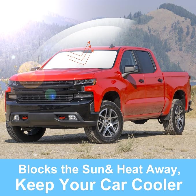 TINGLU Sun Shade for Chevrolet/Chevy Silverado Crewcab Regularcab Extendedcab 2014-2019 Accessories Windshield Sun Shade Window Shade UV Rays Protection Sun Visor Cover
