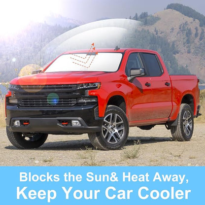 TINGLU Sun Shade for Chevrolet/Chevy Silverado Crewcab Regularcab Extendedcab 2014-2019 Accessories Windshield Sun Shade Window Shade UV Rays Protection Sun Visor Cover