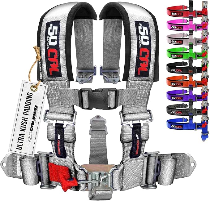 1pc Silver 5 Point Harness for Bucket Seat, Latch Release, 9 Color Options, Racing Harness 5 point, Race Car, UTV, RZR [6007]