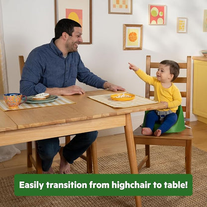 Bright Starts John Deere My Spot Easy-Clean Booster Seat, Portable Dining Chair Booster with 3-Point Harness, Green, 6 Months - Toddler