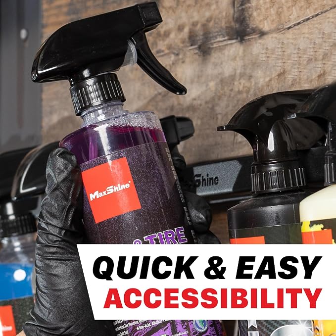 Maxshine Universal Detailing Spray Bottle Holder (2-Pack) – Wall-Mounted Organizer Rack Holds 8 Spray Bottles – Lightweight, Durable Storage Accessory for Mobile Car Detailing & Garage Use
