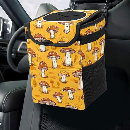 Car Trash Can – Multi-Purpose, Lightweight and Portable with Durable Water-Resistant Coating, No Installation Required, Practical and Ample Capacity, Variety of Colors.Mushroom
