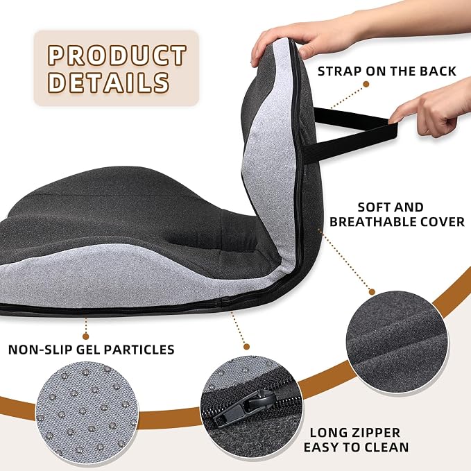Car Seat Cushions for Driving, Dual-Layer Memory Foam Seat Cushion with Lumbar Support, Ergonomic Truck Seat Cushion & Office Chair Cushion for Wheelchair, Gaming Chair & Sofa