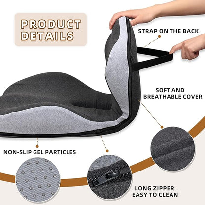 Car Seat Cushions for Driving, Dual-Layer Memory Foam Seat Cushion with Lumbar Support, Ergonomic Truck Seat Cushion & Office Chair Cushion for Wheelchair, Gaming Chair & Sofa