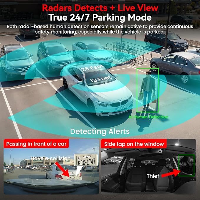 4G LTE Dash Cam with Live View, 2K+1080P Front Inside Anti-Theft Car Camera Live Streaming, Instant Alert via App, Cloud & SD Storage, IR Night Vision, No Screen, 24/7 Parking Mode, GPS, OBD