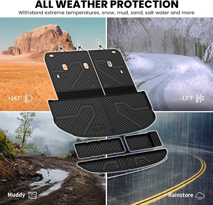 LASFIT Cargo Mat & Backrest Mats for Kia Telluride 2027 (Only Fit Gas, Not Fit Hybrid), All Weather TPE Custom Fit Cargo Liner Trunk Mats & Seatback Mats Accessories for Kia Telluride 2027, Black