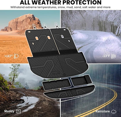 LASFIT Cargo Mat & Backrest Mats for Kia Telluride 2027 (Only Fit Gas, Not Fit Hybrid), All Weather TPE Custom Fit Cargo Liner Trunk Mats & Seatback Mats Accessories for Kia Telluride 2027, Black