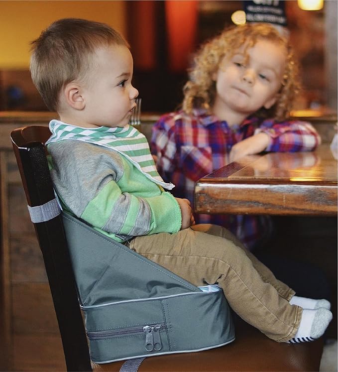 Nuby Easy Go Booster Seat for Kitchen Chair - Travel Booster Seat for Babies and Toddlers - 9+ Months - Holds up to 35 Pounds - Blue
