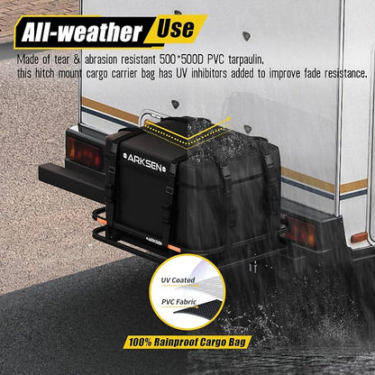 Arksen 8.9 Cu Ft Waterproof Hitch Cargo Carrier Bag – Fits 32 x 26 x 4 Inch Baskets (No Rack Needed), Large Storage for RV