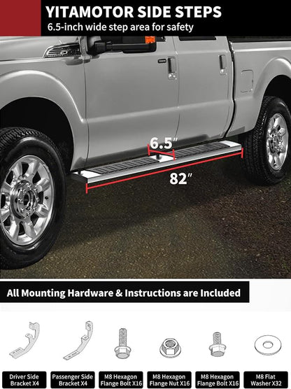 YITAMOTOR 6 inches Running Boards Compatible with 2007-2018 Silverado/GMC Sierra 1500 & 2500HD 3500HD Crew Cab, 2019 Silverado/Sierra 2500HD 3500HD Side Step Nerf Bar (Gas Engine ONLY)