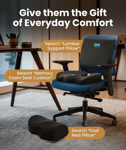 Elevate Series by Everlasting Comfort Doctor Recommended Memory Foam Seat Cushion for Office Chairs & Car - Ergonomic Desk Accessories - Cushions for Tailbone Pain Relief (Charcoal Black, Large)