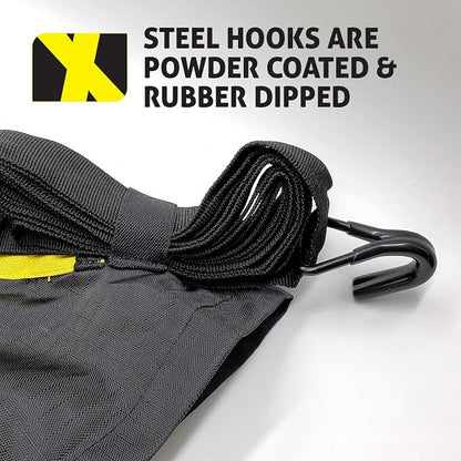 The X-Cover by TRPx - Trailer and Truck Bed Cover Large - Integrated Heavy Duty Black Tarp and Tie Down System. Fits: Standard Bed, Long Bed Trucks and Utility Trailers up to 8' Long.