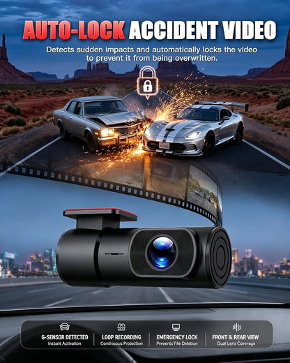 HKOIZBL 4K+2.5K Dash Cam Front and Rear, Built-in 5G WiFi, 32GB Card Included, 2'' IPS Screen Dash Camera for Cars, Starlight Night Vision, Dual Dashcam with WDR, Loop Recording, 24H Parking Monitor