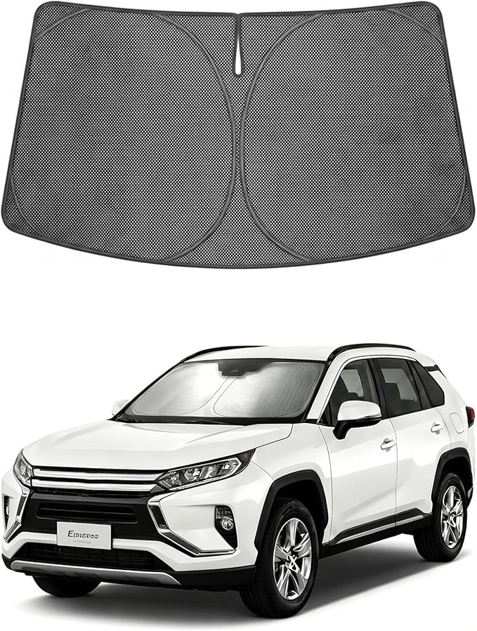 Proadsy Windshield Sun Shade Custom Fit Mitsubishi Eclipse Cross 2018-2026 Ice Crystal Black Front Window Sunshade UV and Heat Blocker Foldable Visor Keeps Car Cooler for Summer Parking and Daily Use