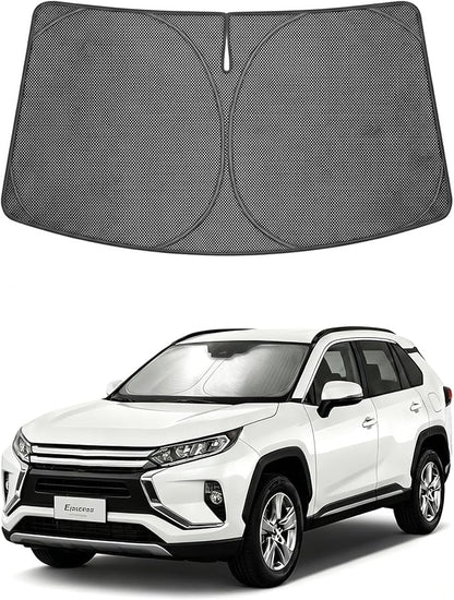 Proadsy Windshield Sun Shade Custom Fit Mitsubishi Eclipse Cross 2018-2026 Ice Crystal Black Front Window Sunshade UV and Heat Blocker Foldable Visor Keeps Car Cooler for Summer Parking and Daily Use