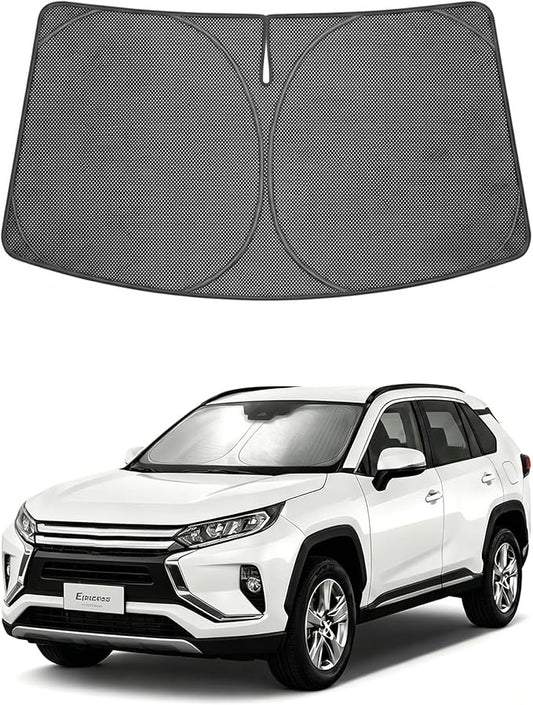 Proadsy Windshield Sun Shade Custom Fit Mitsubishi Eclipse Cross 2018-2026 Ice Crystal Black Front Window Sunshade UV and Heat Blocker Foldable Visor Keeps Car Cooler for Summer Parking and Daily Use