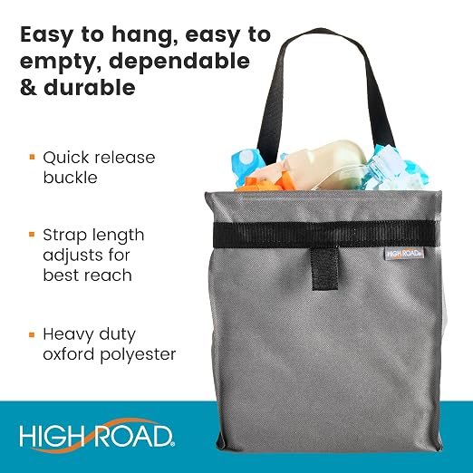 High Road TrashStash Hanging Car Garbage Bag with Push-Close Lid and Waterproof Bin for Cars, SUVs and Trucks - Holds 3 Gallons of Car Trash