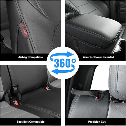 coverdream 2024 2025 2026 Tacoma Seat Covers Full Set for Toyota Tacoma 4th Gen Double/Crew Cab SR,SR5,TRD Sport,TRD Off-Road,Limited,Fully Covered,Waterproof Leather Car Seat Protector(Black/Gray)