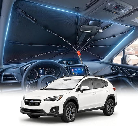 DMJN Umbrella Windshield Sun Shade for Su-baru Crosstrek (2016-2026), Car Sunshade for Front Windshield [Nano Ice-Crystal Coatings] UPF50+ Heat & UV Block, Protect Interior & Keep Cooler