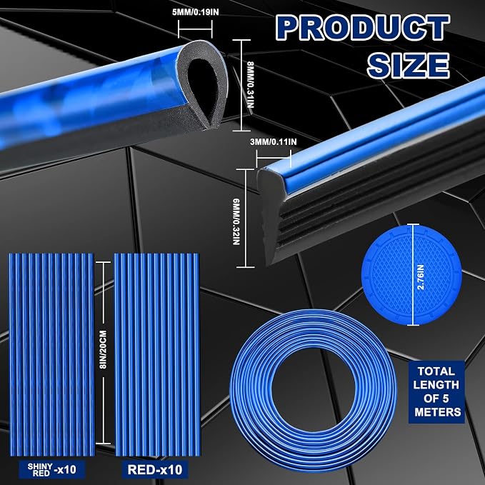 Frienda 25 Pack Universal Car Vent Trim Strips and Cup Mats Set 20 Pcs 16 Feet Air Conditioner Outlet Decor with Installation Tool 4 Pcs Non Slip Cup Holders Mats DIY Trim Accessories(Blue)