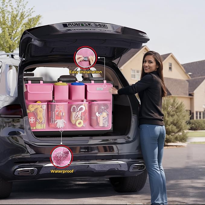 SURDOCA Car Trunk Organizer, LARGE CAPACITY Car Storage Bag with 8 Pockets, 7X Upgraded Trunk Storage Organizer for Car, SUV, Truck, MPV