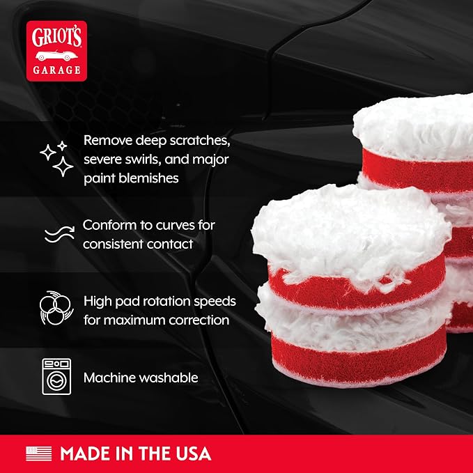Griot's Garage BOSS 1” Microfiber Pads for Car Polishing and Detailing, Buffing Pads for Moderate and Severe Scratch Removal, Set of 6