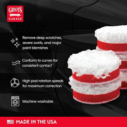 Griot's Garage BOSS 1” Microfiber Pads for Car Polishing and Detailing, Buffing Pads for Moderate and Severe Scratch Removal, Set of 6