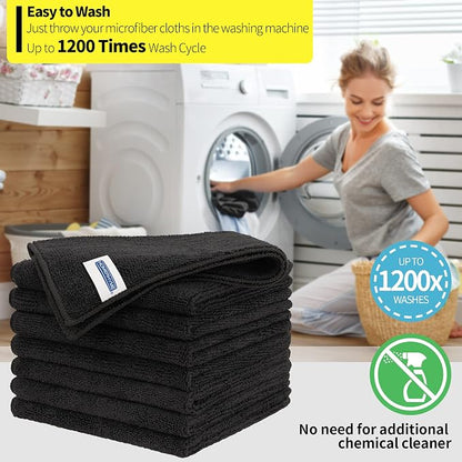 Microfiber Cleaning Cloth, Premium 8 Pack Cleaning Towels, Lint-Free & Streak-Free Ultra Absorbent, 300GSM Reusable Microfiber Towel for Cars Shop Garage Home and Kitchen, 12.6" x 12.6"
