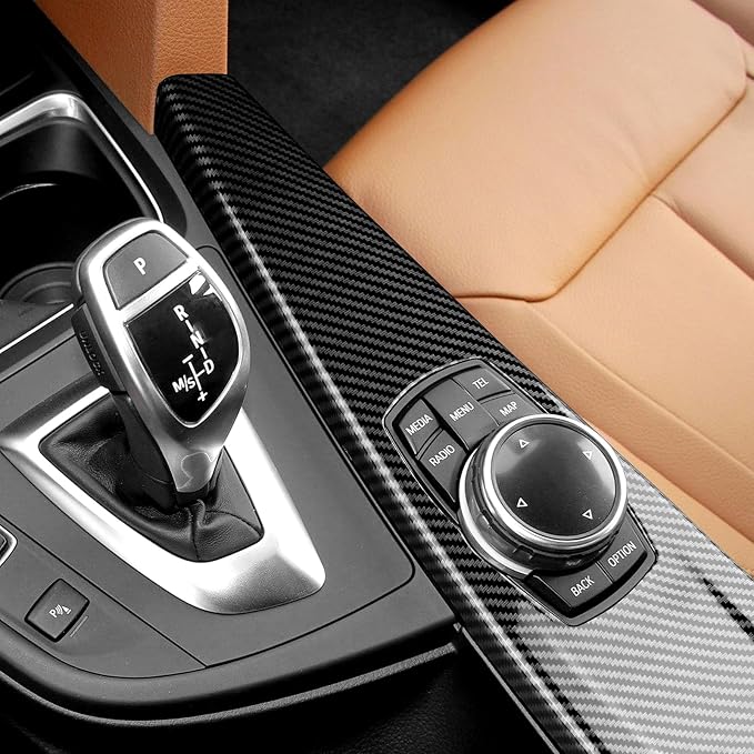 for BMW Multimedia Panel Cover, F30 Carbon Fiber Style Panel Trim Cover Car Center Console for 3 Series F30 F31 F32 F34 F36 328i 320i 335i 330i 435i 420i 430i 440i 425i, Not for F33